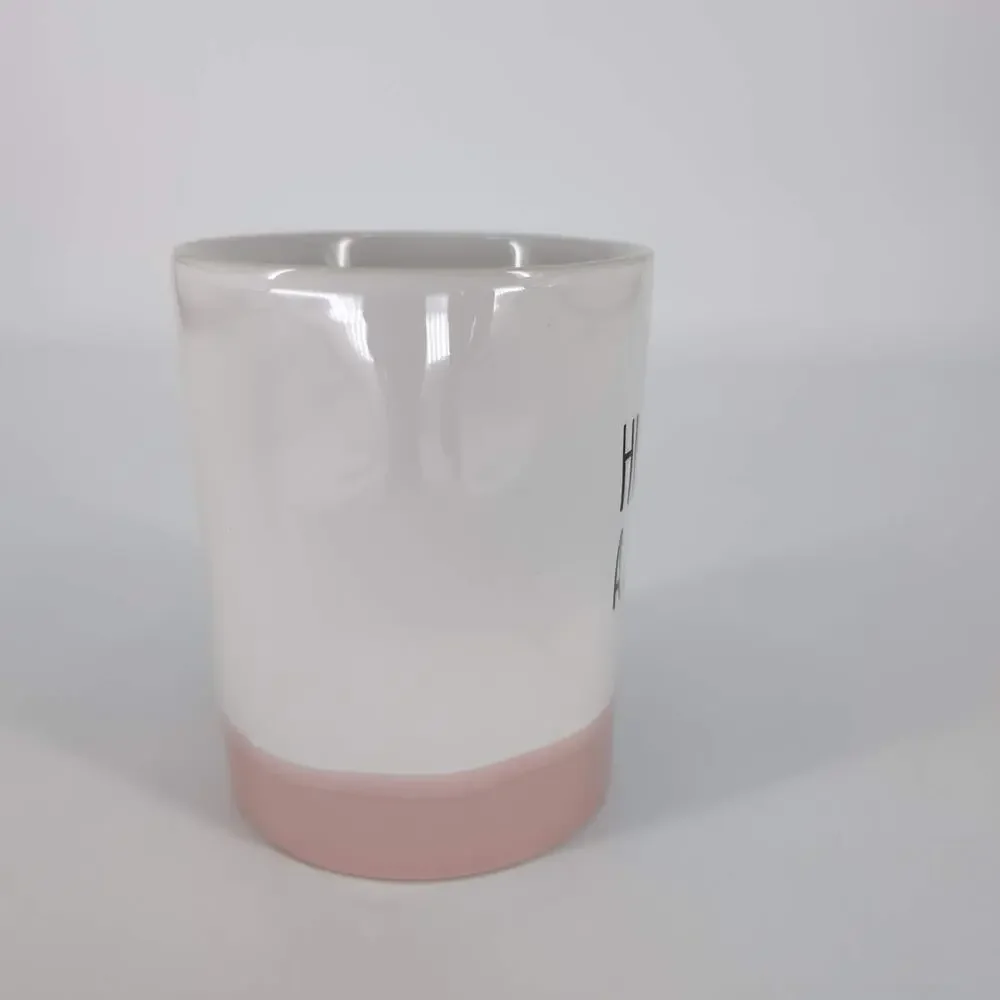 Hug In A Mug White and Pink Two Tone Ceramic Container for Succulents or Candles